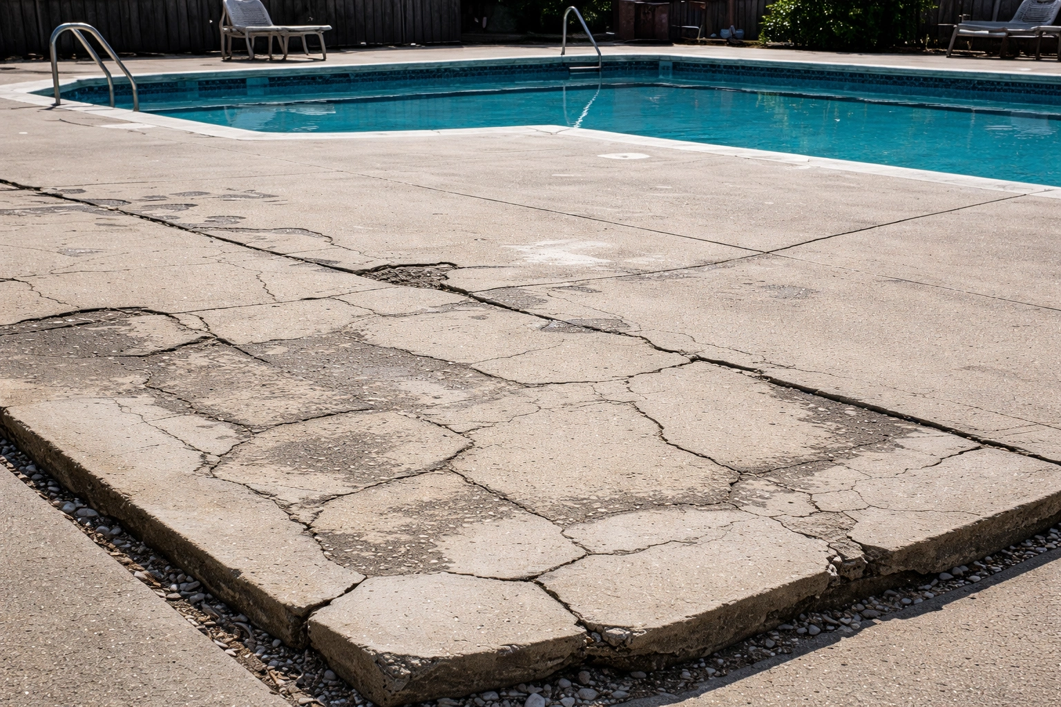 pool deck repair Livermore CA cracked concrete pool deck surface