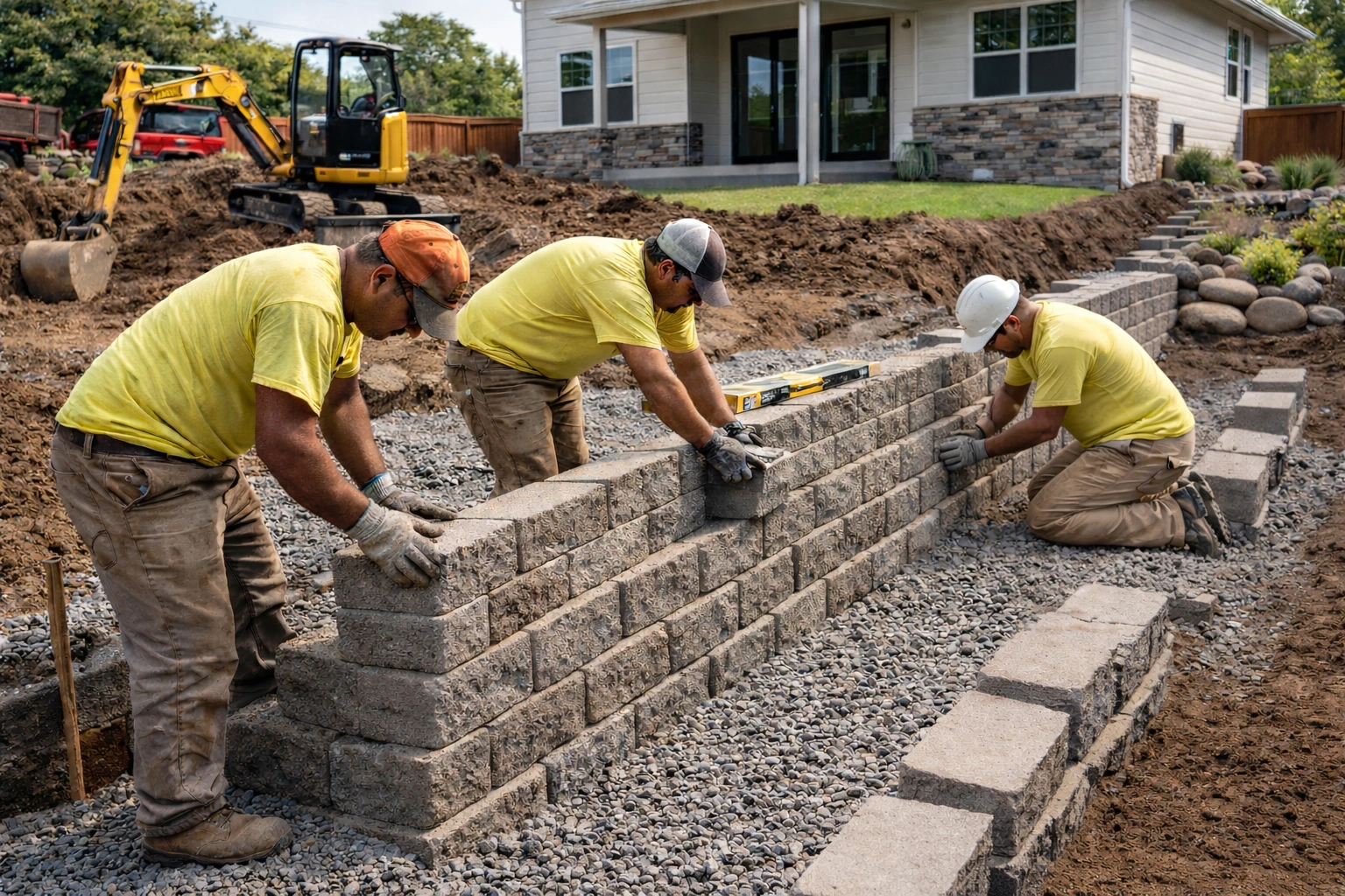 retaining wall contractor Livermore CA installing block retaining wall